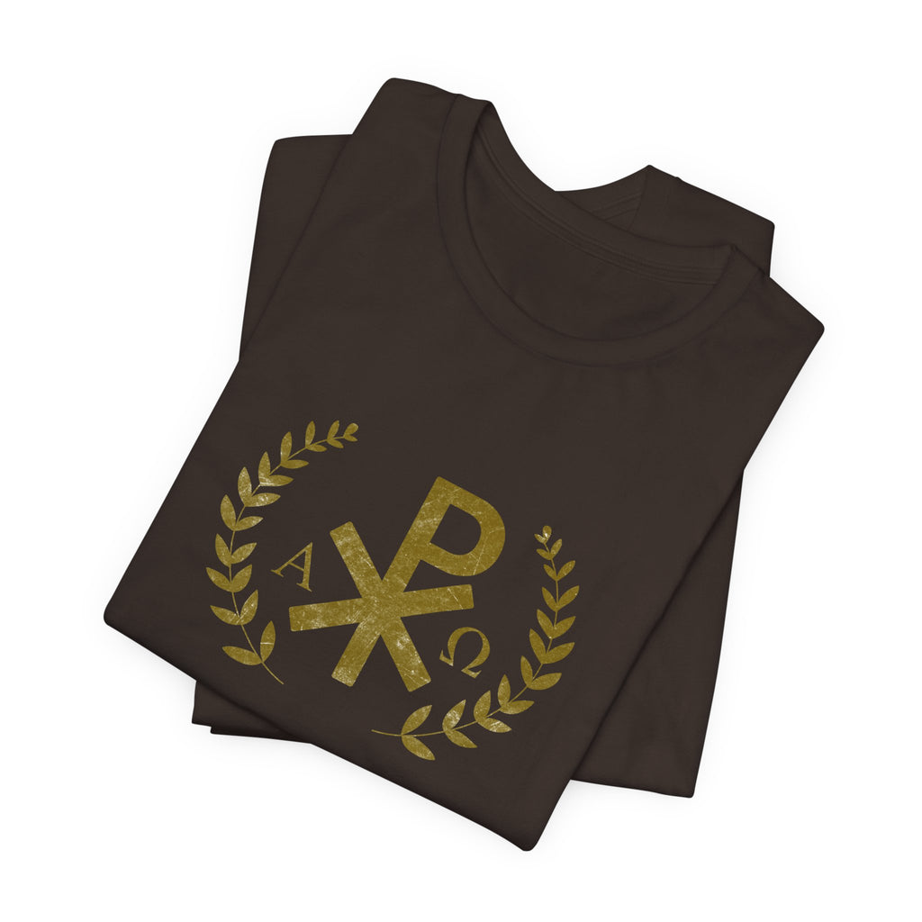 Gold Chi Rho with Leaves Tee