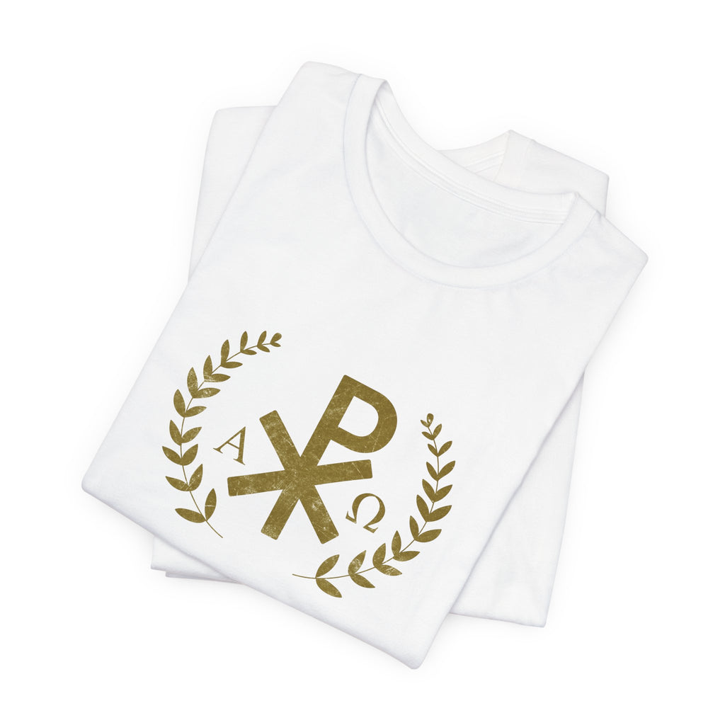Gold Chi Rho with Leaves Tee