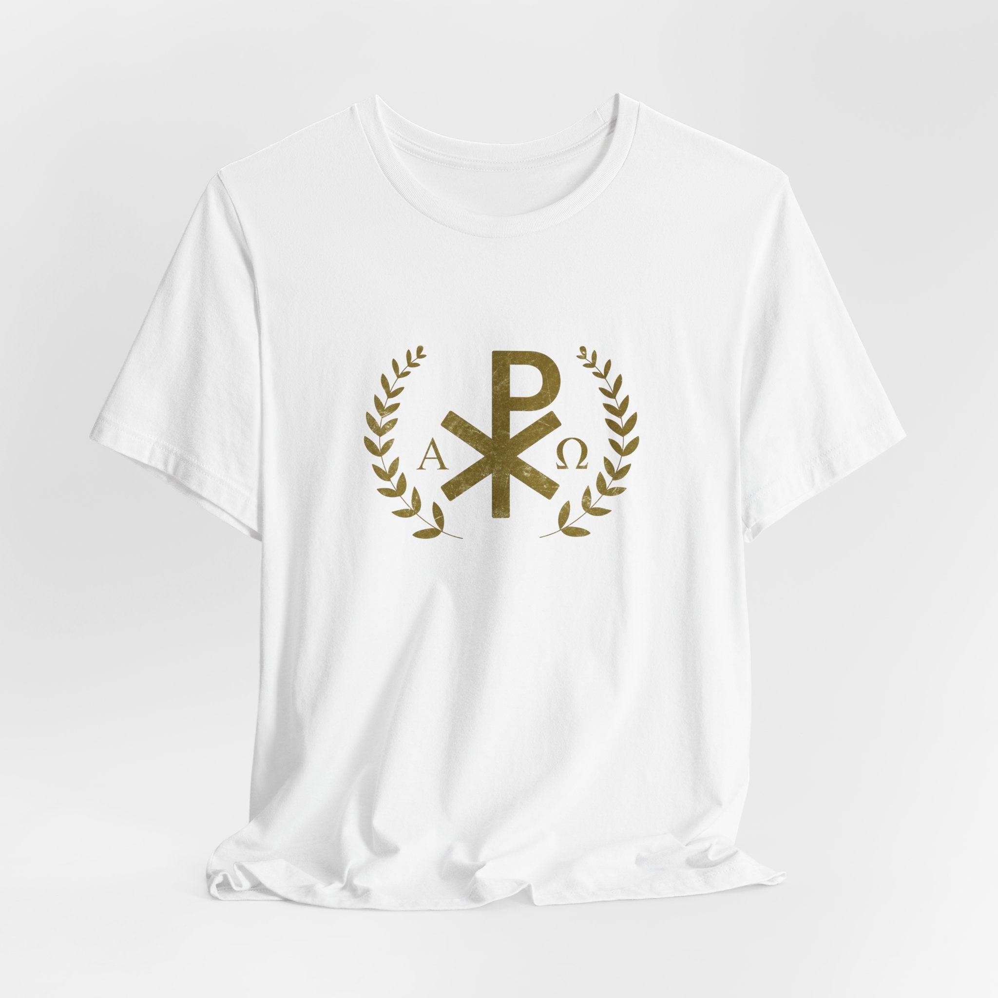 Gold Chi Rho with Leaves Tee