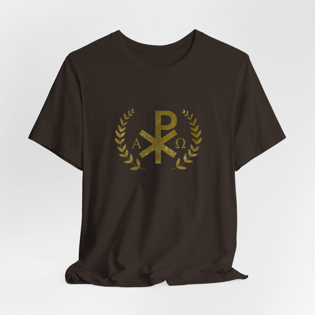 Gold Chi Rho with Leaves Tee