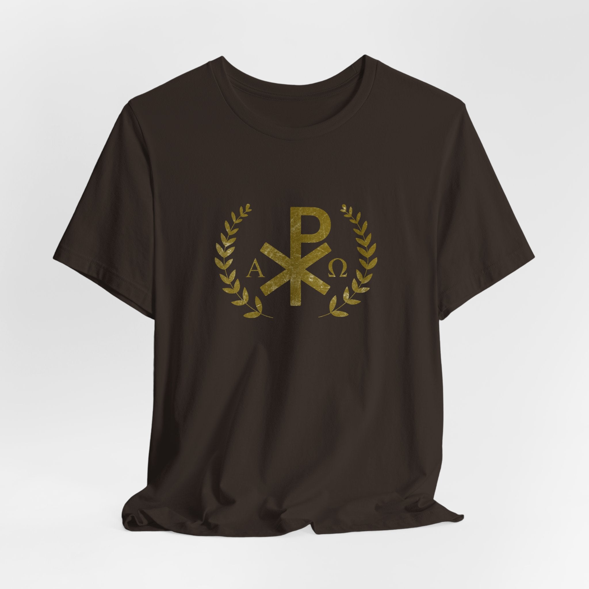 Gold Chi Rho with Leaves Tee